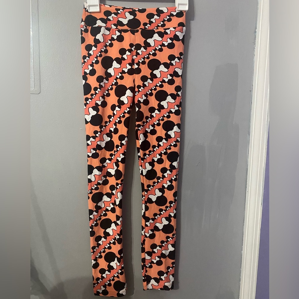 Kids Lularoe pink and orange Minnie Mouse leggings